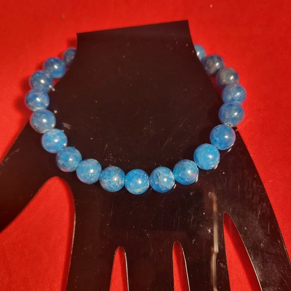 Paraiba Apatite Bead Sterling Silver Magnetic Bracelet